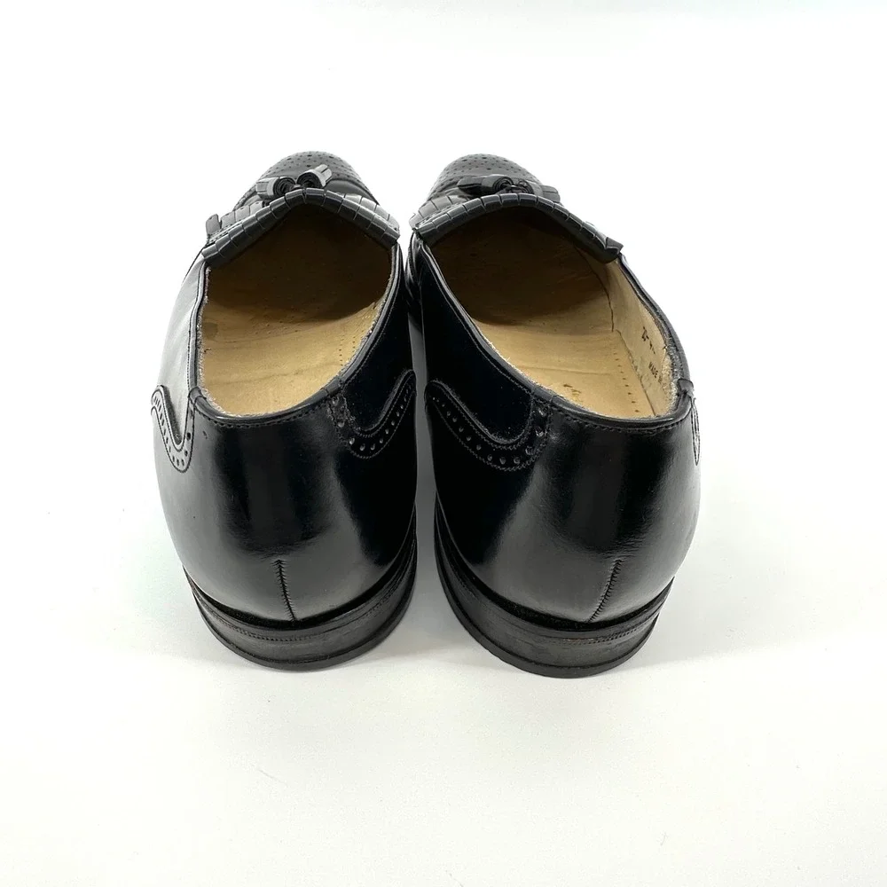 Johnston & Murphy Mens Black Leather Wingtip Tassel Kiltie Loafers 10 B